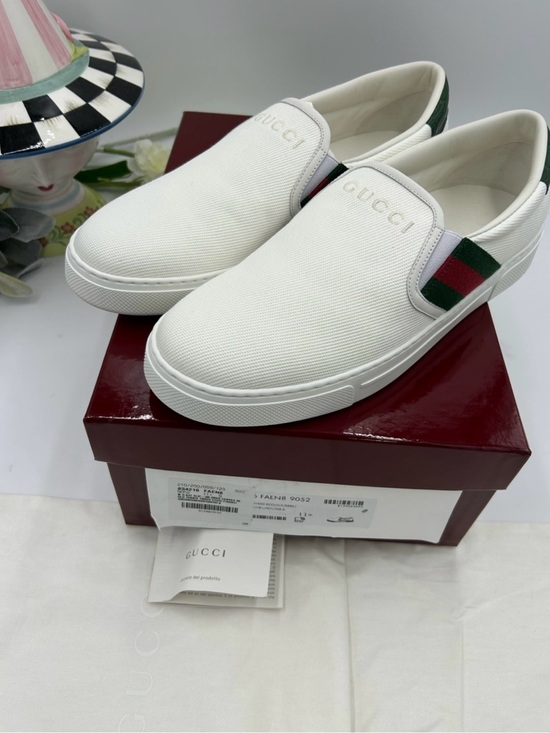 Gucci Other - Men’s Gucci white canvas ace slip on sneakers sz 11.5 fits 12.5US made in Italy